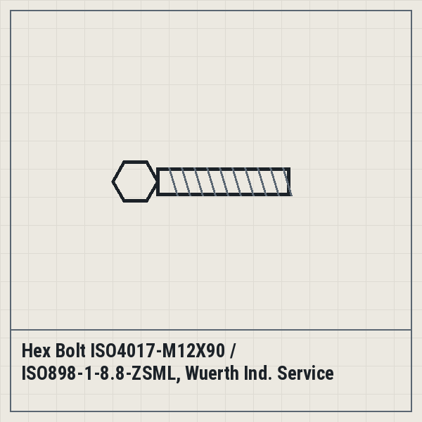 Hex Bolt ISO4017-M12X90 / ISO898-1-8.8-ZSML, Wuerth Ind. Service