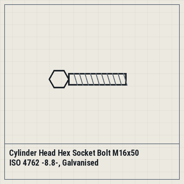 Cylinder Head Hex Socket Bolt M16x50 ISO 4762 -8.8-, Galvanised