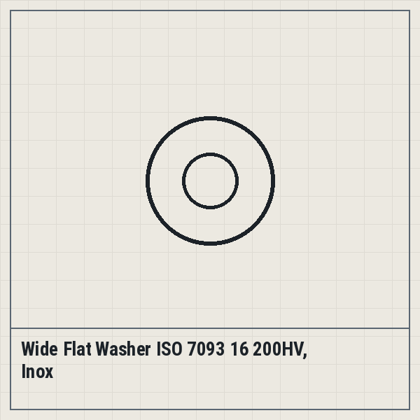 Wide Flat Washer ISO 7093 16 200HV, Inox