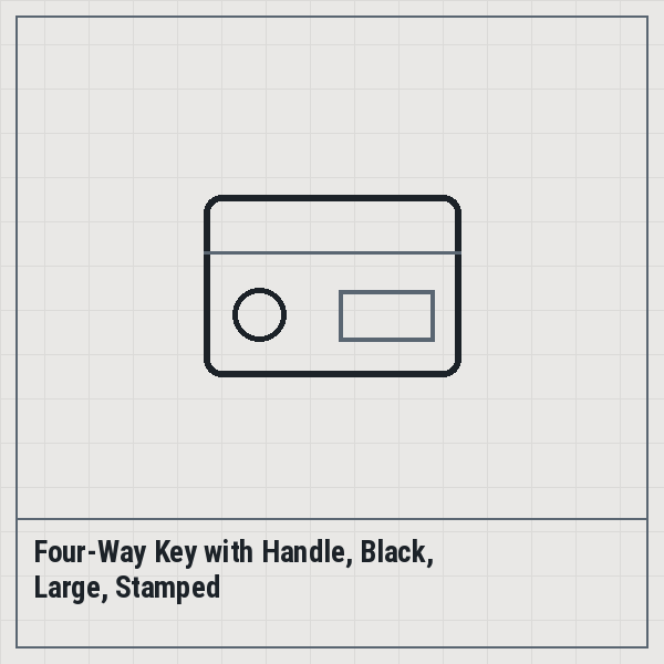 Four-Way Key with Handle, Black, Large, Stamped