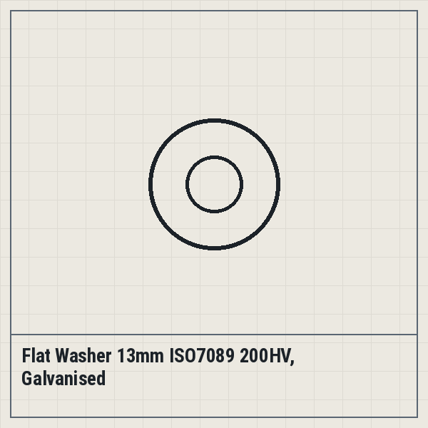 Flat Washer 13mm ISO7089 200HV, Galvanised