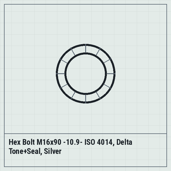Hex Bolt M16x90 -10.9- ISO 4014, Delta Tone+Seal, Silver