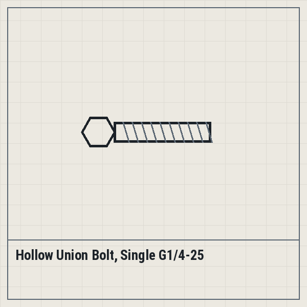 Hollow Union Bolt, Single G1/4-25