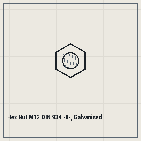Hex Nut M12 DIN 934 -8-, Galvanised