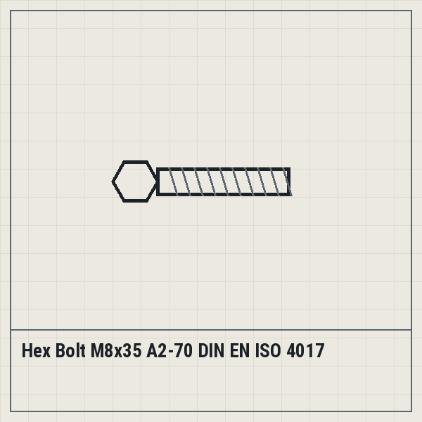 Hex Bolt M8x35 A2-70 DIN EN ISO 4017