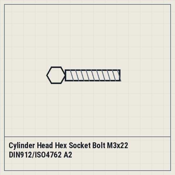 Cylinder Head Hex Socket Bolt M3x22 DIN912/ISO4762 A2