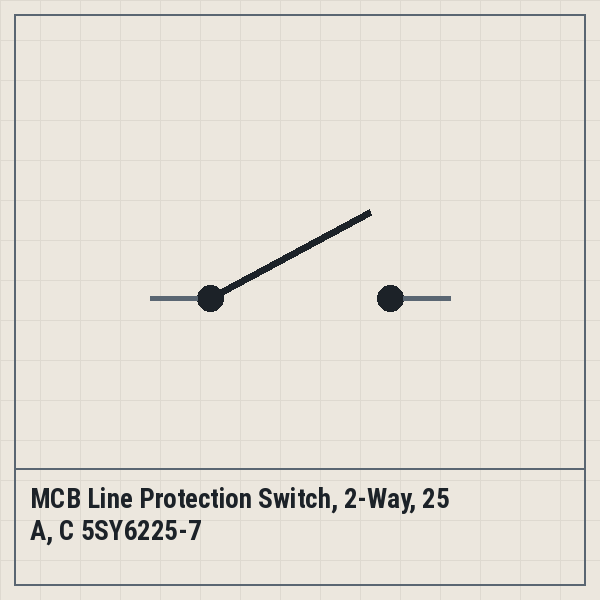 MCB Line Protection Switch, 2-Way, 25 A, C 5SY6225-7