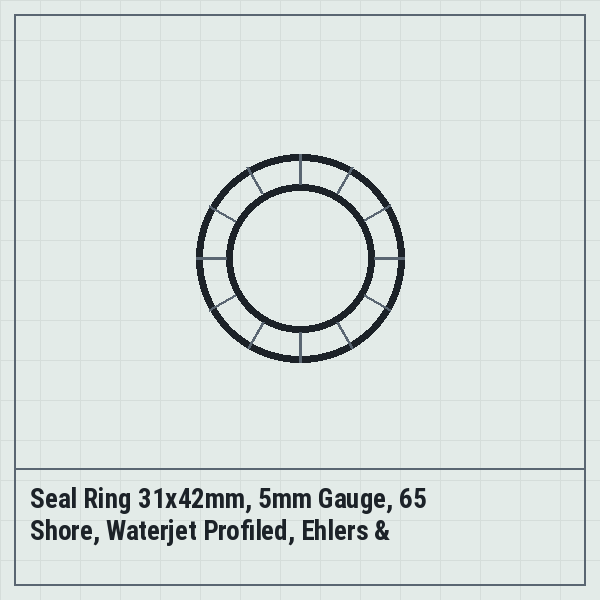 Seal Ring 31x42mm, 5mm Gauge, 65 Shore, Waterjet Profiled, Ehlers & Pfeiffer
