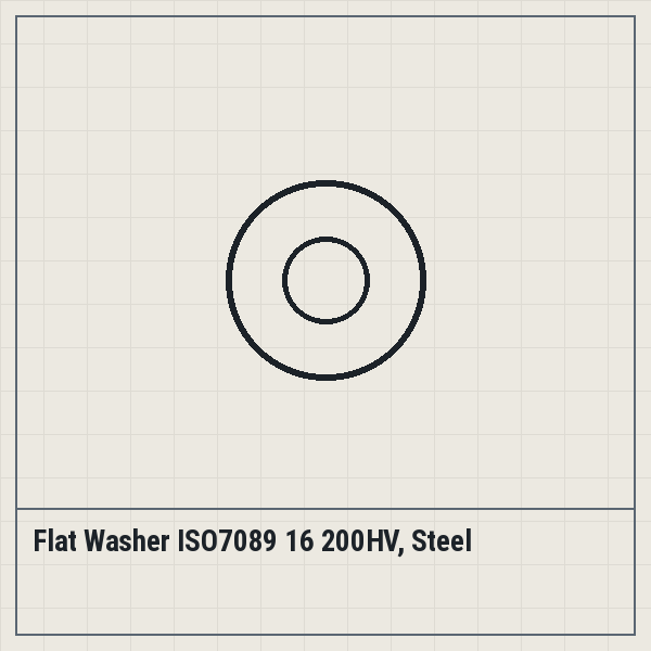 Flat Washer ISO7089 16 200HV, Steel