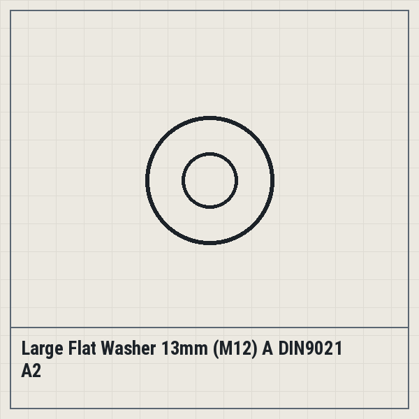 Large Flat Washer 13mm (M12) A DIN9021 A2