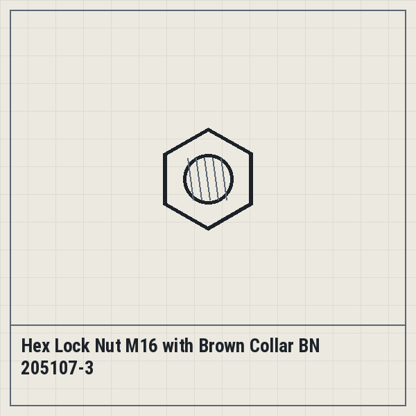 Hex Lock Nut M16 with Brown Collar BN 205107-3