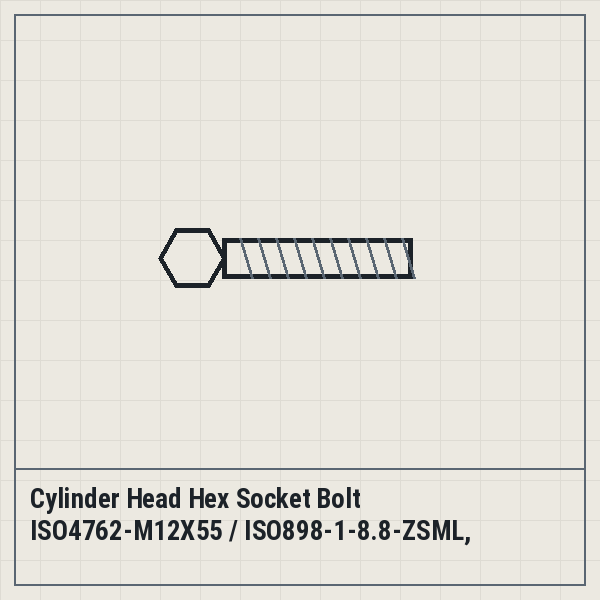 Cylinder Head Hex Socket Bolt ISO4762-M12X55 / ISO898-1-8.8-ZSML, Wuerth Ind. Service