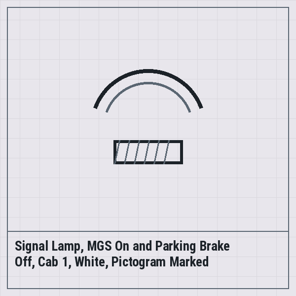 Signal Lamp, MGS On and Parking Brake Off, Cab 1, White, Pictogram Marked