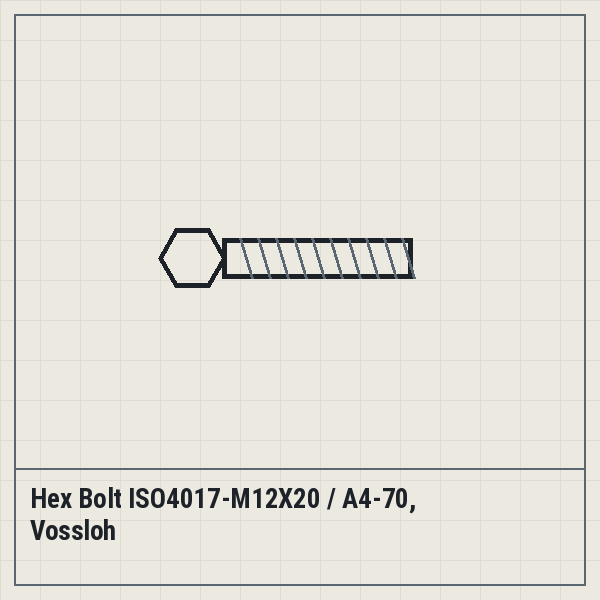 Hex Bolt ISO4017-M12X20 / A4-70, Vossloh