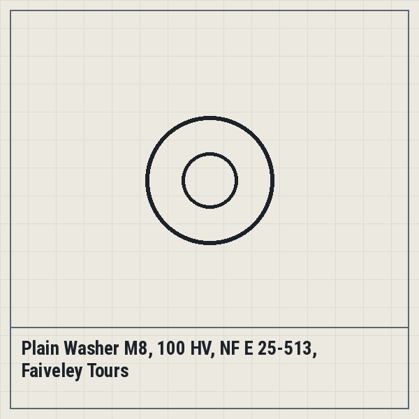 Plain Washer M8, 100 HV, NF E 25-513, Faiveley Tours
