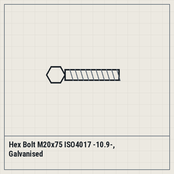 Hex Bolt M20x75 ISO4017 -10.9-, Galvanised