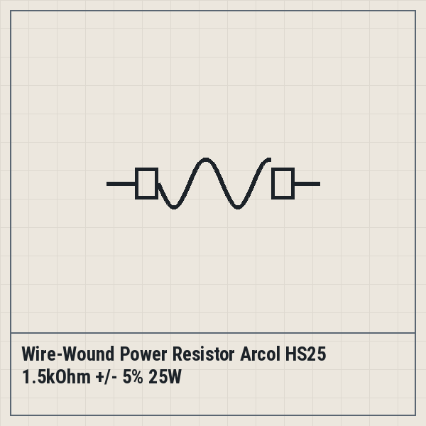 Wire-Wound Power Resistor Arcol HS25 1.5kOhm +/- 5% 25W