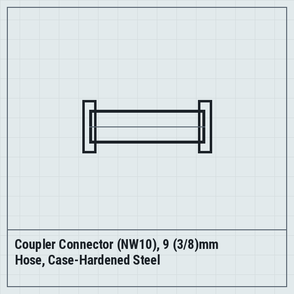 Coupler Connector (NW10), 9 (3/8)mm Hose, Case-Hardened Steel