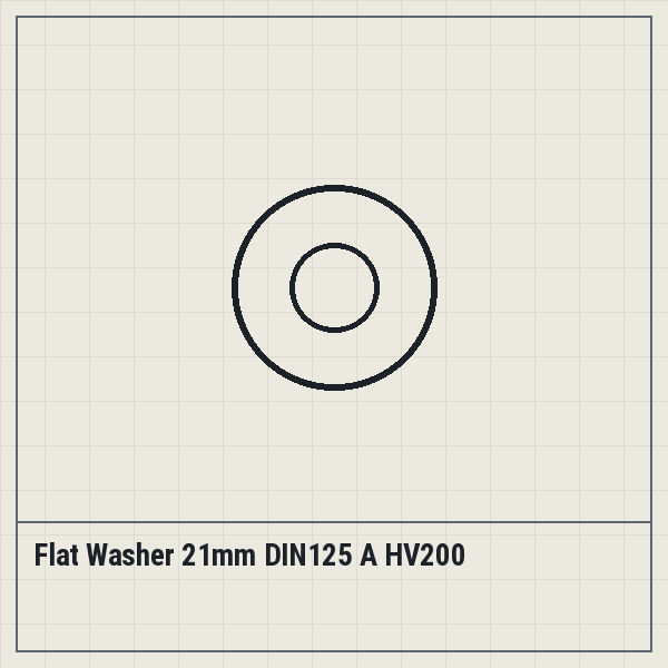 Flat Washer 21mm DIN125 A HV200