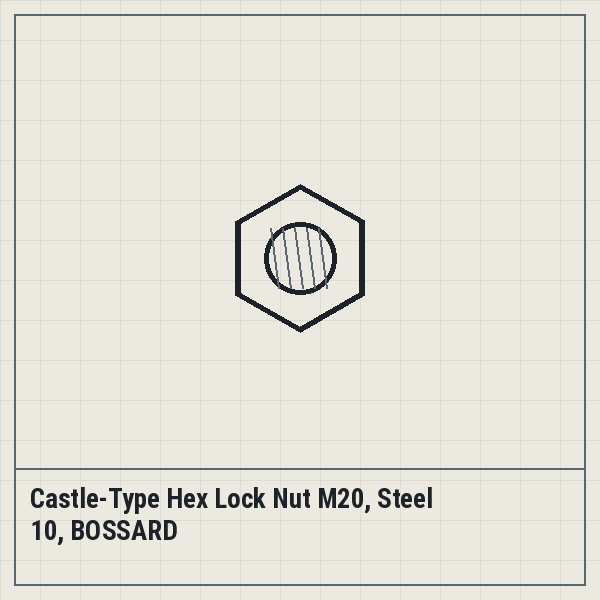 Castle-Type Hex Lock Nut M20, Steel 10, BOSSARD