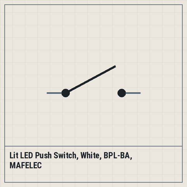 Lit LED Push Switch, White, BPL-BA, MAFELEC