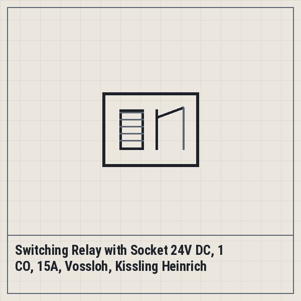 Switching Relay with Socket 24V DC, 1 CO, 15A, Vossloh, Kissling Heinrich