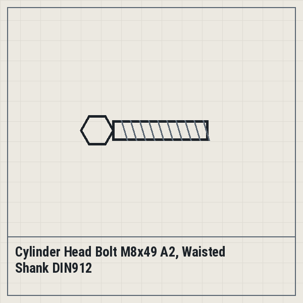 Cylinder Head Bolt M8x49 A2, Waisted Shank DIN912