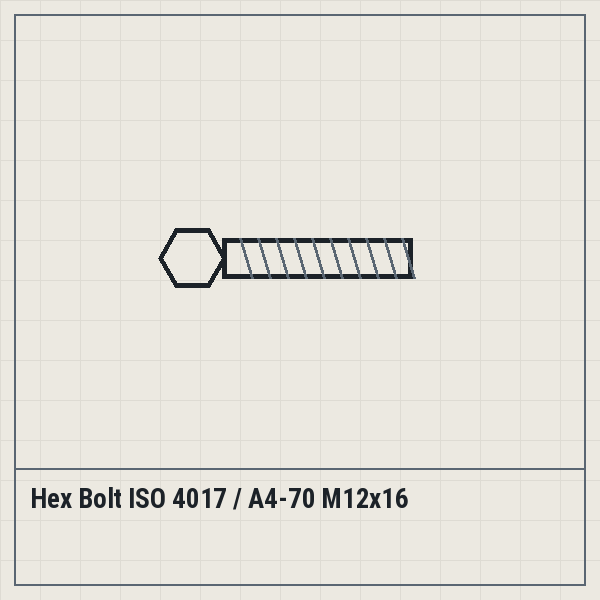 Hex Bolt ISO 4017 / A4-70 M12x16