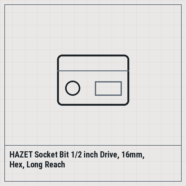 HAZET Socket Bit 1/2 inch Drive, 16mm, Hex, Long Reach