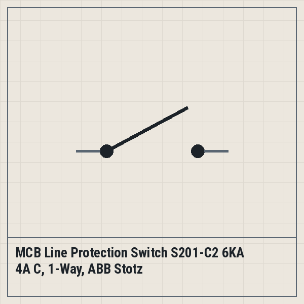 MCB Line Protection Switch S201-C2 6KA 4A C, 1-Way, ABB Stotz