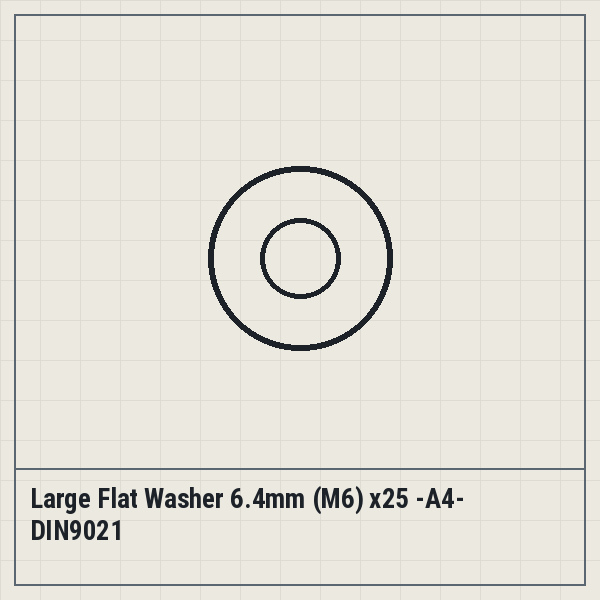 Large Flat Washer 6.4mm (M6) x25 -A4- DIN9021
