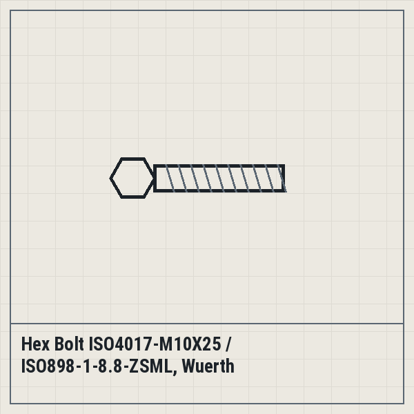Hex Bolt ISO4017-M10X25 / ISO898-1-8.8-ZSML, Wuerth