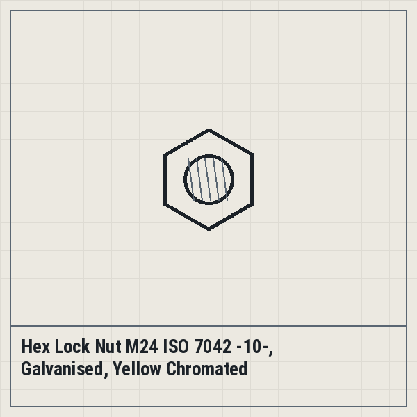 Hex Lock Nut M24 ISO 7042 -10-, Galvanised, Yellow Chromated