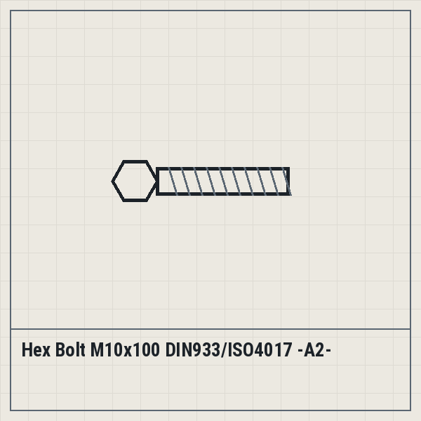 Hex Bolt M10x100 DIN933/ISO4017 -A2-