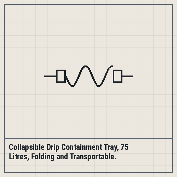 Collapsible Drip Containment Tray, 75 Litres, Folding and Transportable. PVC-Coated Polyester Fabric (900 g/m2). Four Aluminium Corner Stays for Wall Support. Includes Simple Carrying Pouch with Cord Closure. 600 x 500 x H250 mm, approx. 2 kg, Blue. 