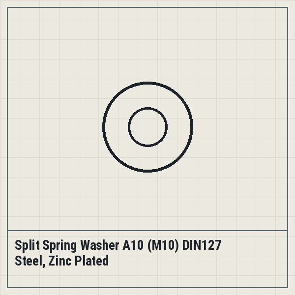 Split Spring Washer A10 (M10) DIN127 Steel, Zinc Plated