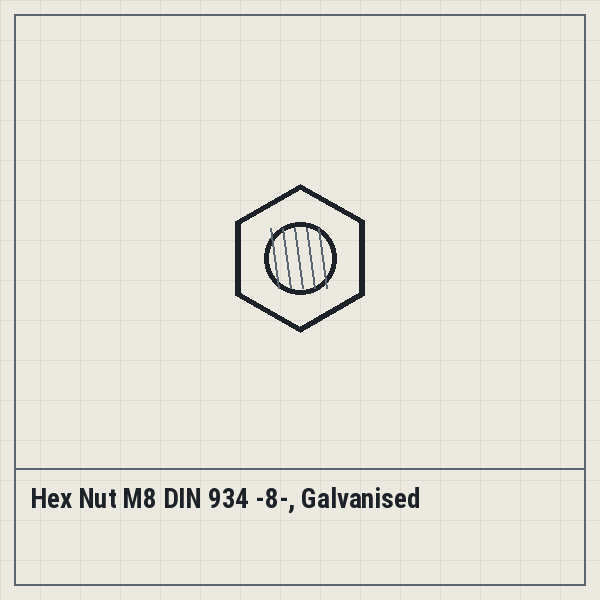 Hex Nut M8 DIN 934 -8-, Galvanised