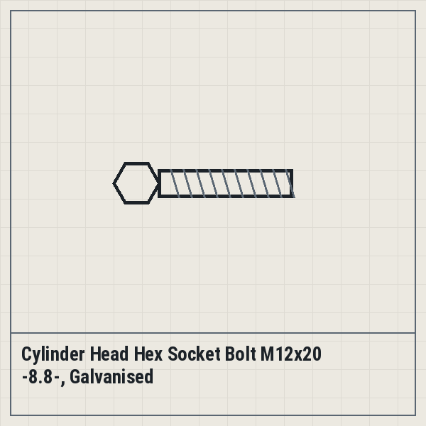 Cylinder Head Hex Socket Bolt M12x20 -8.8-, Galvanised