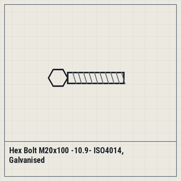 Hex Bolt M20x100 -10.9- ISO4014, Galvanised
