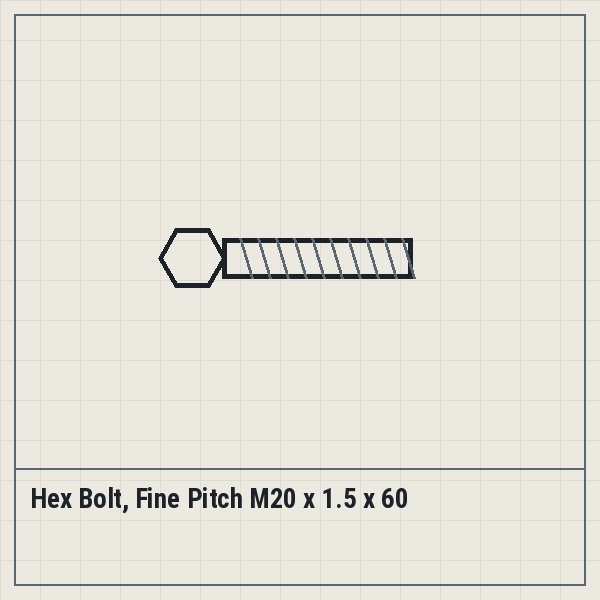 Hex Bolt, Fine Pitch M20 x 1.5 x 60