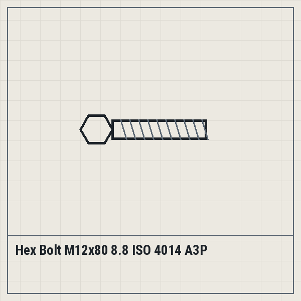 Hex Bolt M12x80 8.8 ISO 4014 A3P