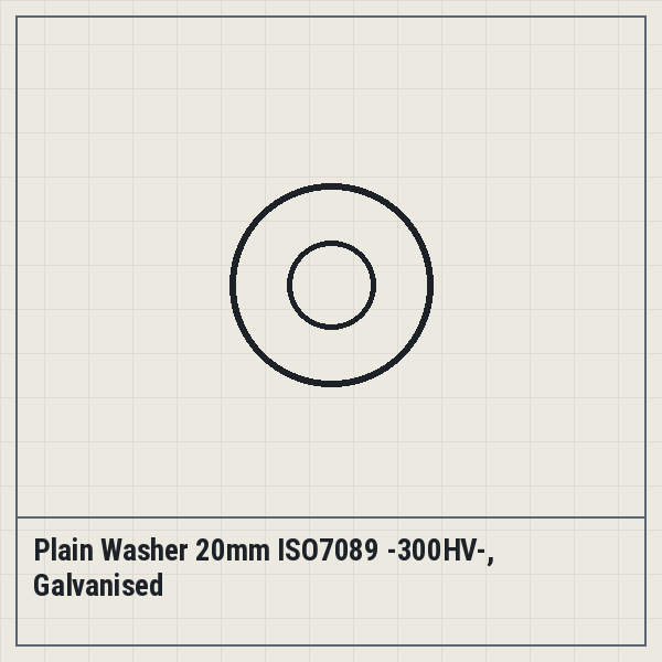 Plain Washer 20mm ISO7089 -300HV-, Galvanised