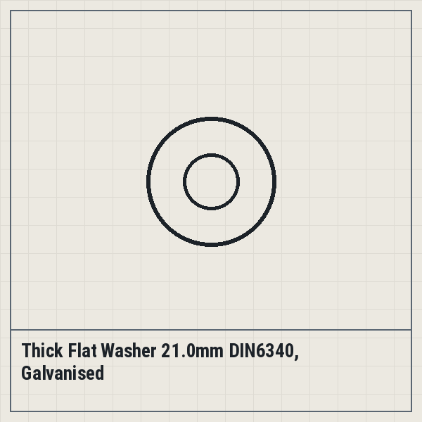 Thick Flat Washer 21.0mm DIN6340, Galvanised