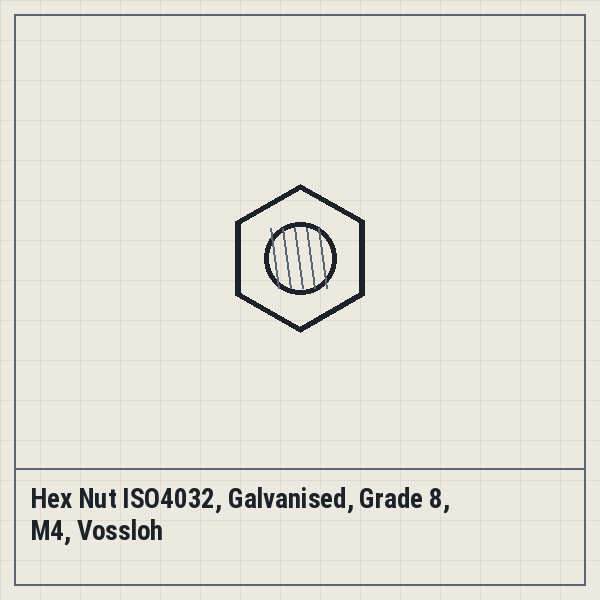 Hex Nut ISO4032, Galvanised, Grade 8, M4, Vossloh