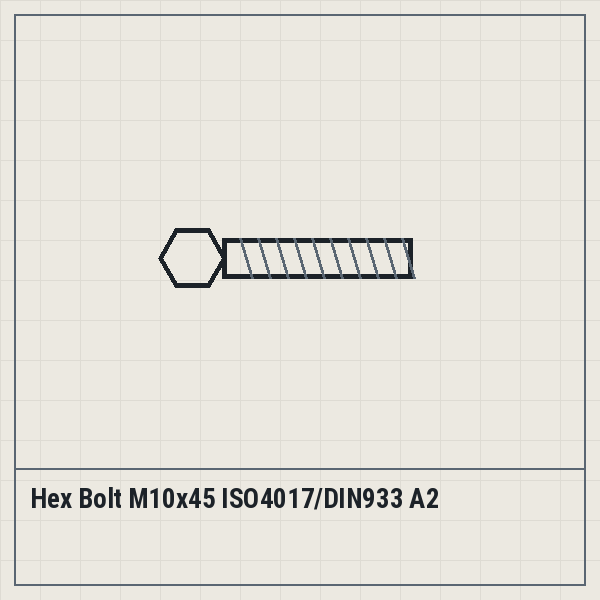 Hex Bolt M10x45 ISO4017/DIN933 A2