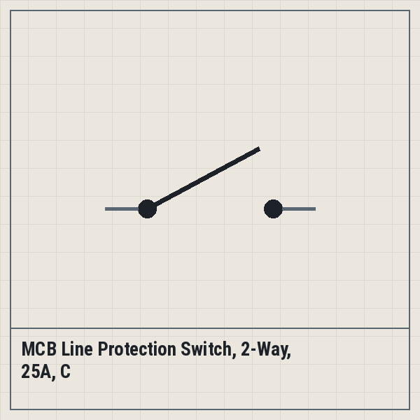 MCB Line Protection Switch, 2-Way, 25A, C