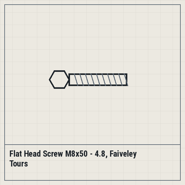 Flat Head Screw M8x50 - 4.8, Faiveley Tours