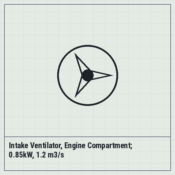 Intake Ventilator, Engine Compartment; 0.85kW, 1.2 m3/s
