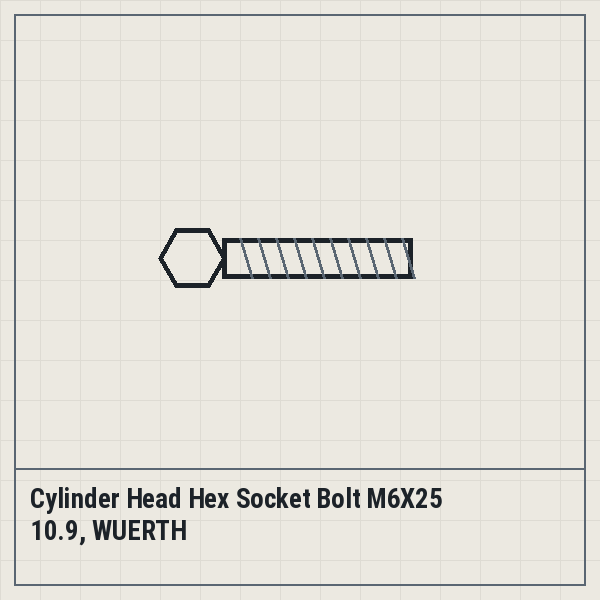 Cylinder Head Hex Socket Bolt M6X25 10.9, WUERTH