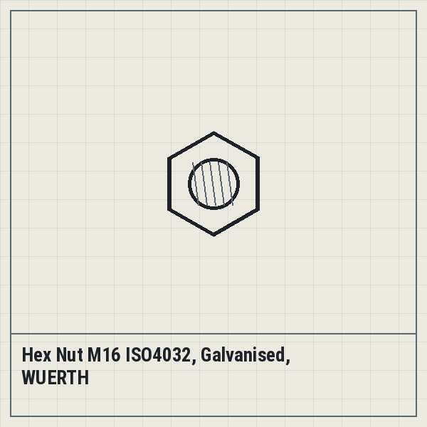 Hex Nut M16 ISO4032, Galvanised, WUERTH